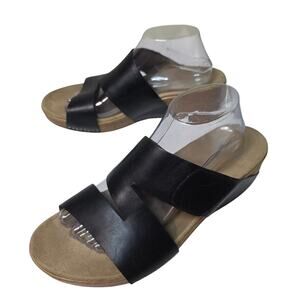 Dansko Black soft Leather sz42 Lacee Slide Chunky Slippers Comfort Casual Cruise